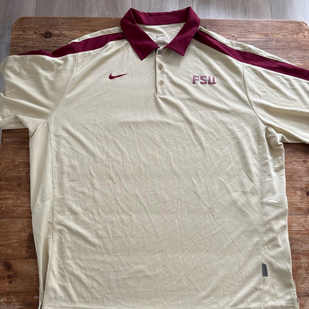 Nike Cream and Maroon Polo Shirt